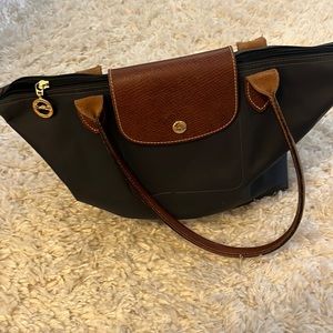 Grey small Longchamp bag